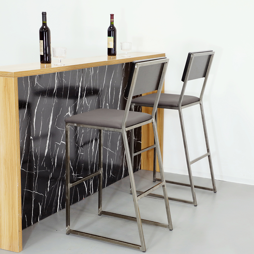 black industrial metal wood bar furniture bar stool